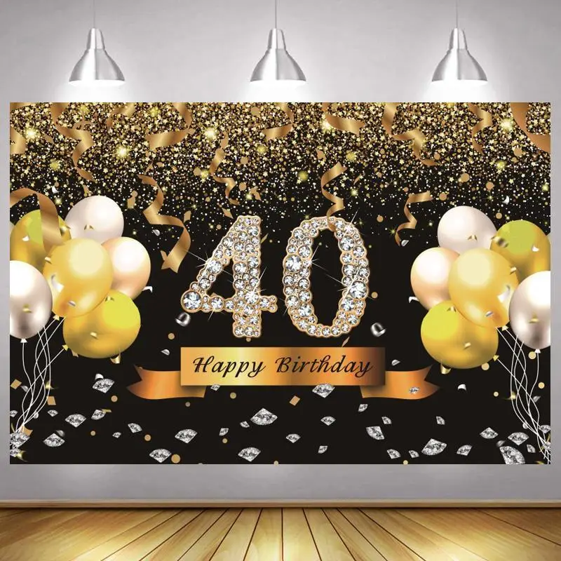 

Фотофон розовое золото 40-й день Рождения Вечеринка женщины Девушки Мужчины воздушный шар фотография Фон Сияющий баннер фотосессия подарок