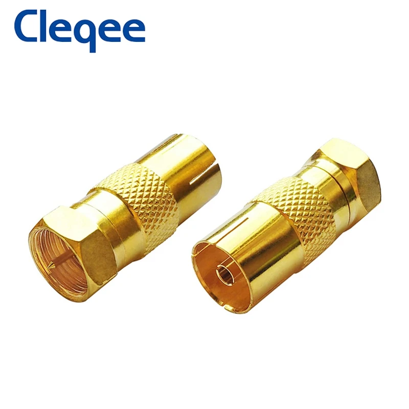 

Cleqee 2 шт. позолоченный F штекер на ТВ гнездо RF разъем F Тип на ТВ антенна коаксиальный адаптер винтовой разъем