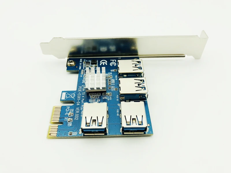 5PCS PCIe 1 to 4 PCI Express 16X Riser Card PCI-E 1X External PCI-e Slot Adapter Multiplier for Bitcoin Miner Mining | Компьютеры и