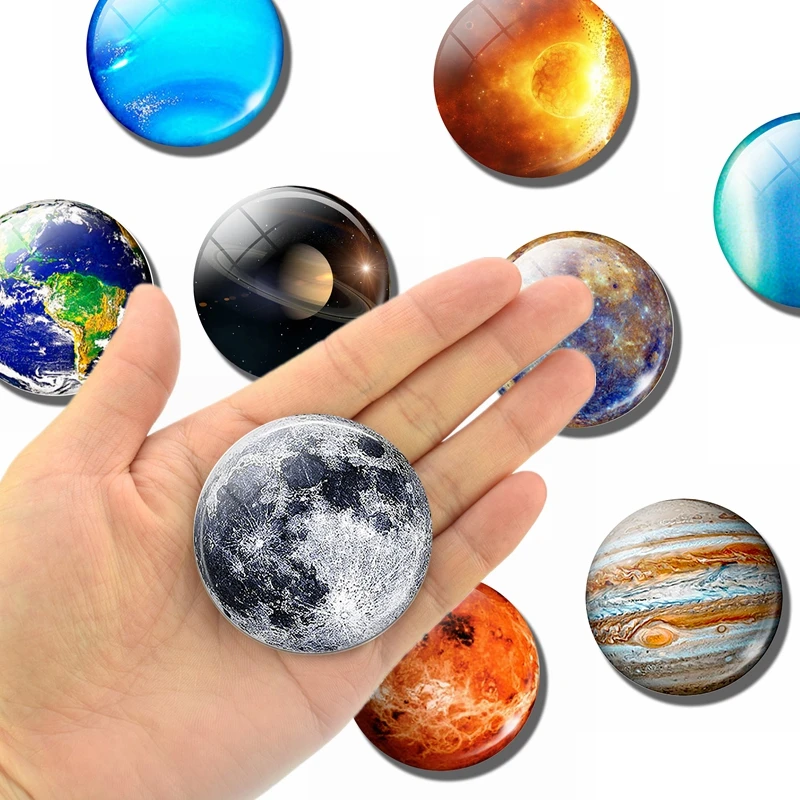 Луна планеты Туманность магниты на холодильник большая 50 мм Стеклянная