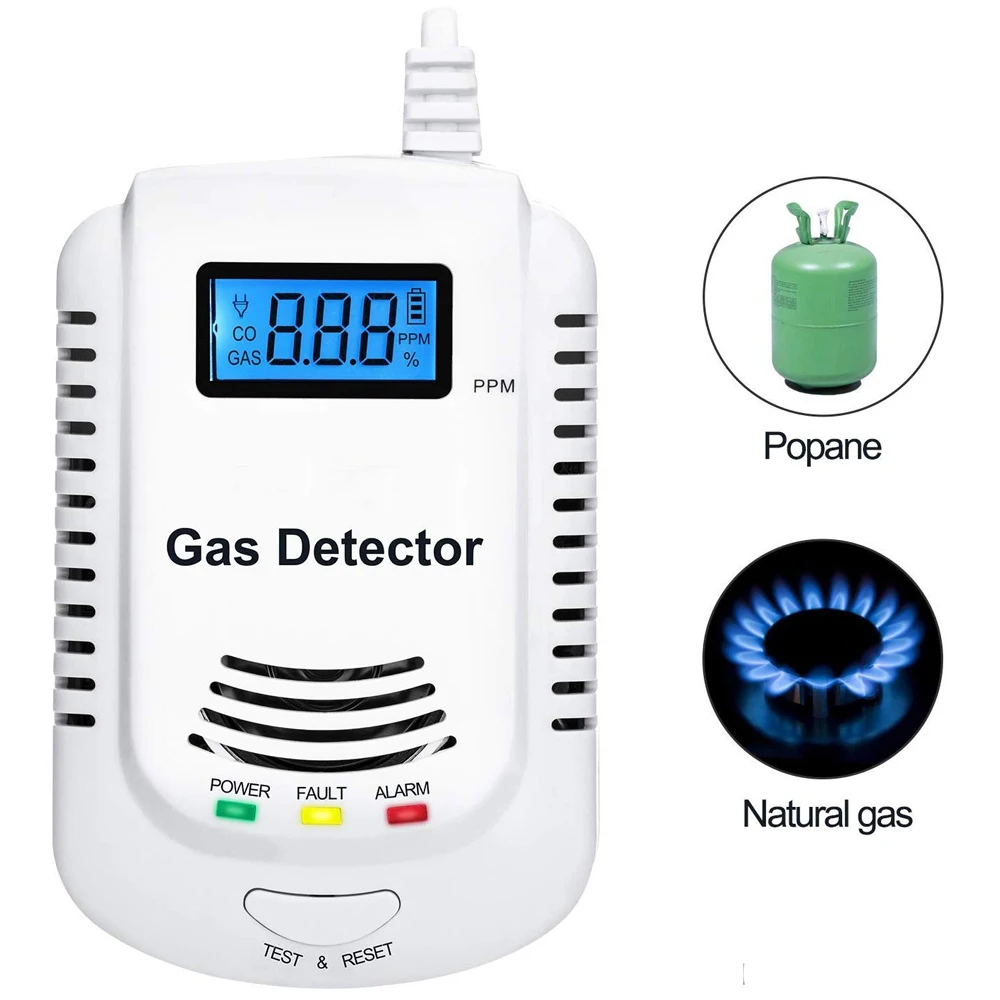 

Gas Leak Sensor Detector Natural Gas/Methane/Propane Alarm System For Home Kit Independent EU Plug