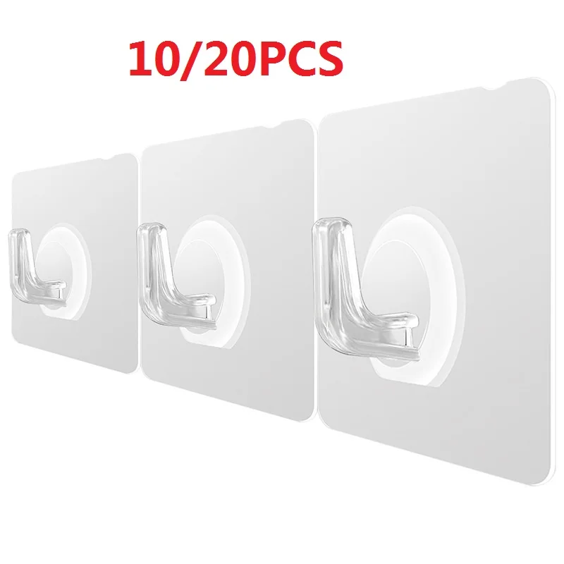 

20Pcs Transparent Wall Hook Strong Self Adhesive Door Wall Hangers Hooks Suction Heavy Load Rack Cup Sucker for Kitchen Bathroom
