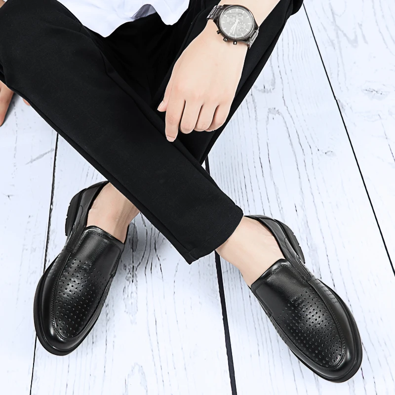 

Мужские чехлы для обуви, удобные, дышащие, легкая обувь, кожаная обувь на плоской подошве, повседневная мужская обувь, кожаная обувь