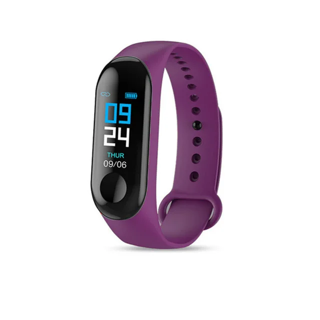 Purple M3 смарт-браслет часы фитнес-трекер Браслет пульсометр активность цветной экран умная электроника спортивные часы дропшиппинг - Color: Purple