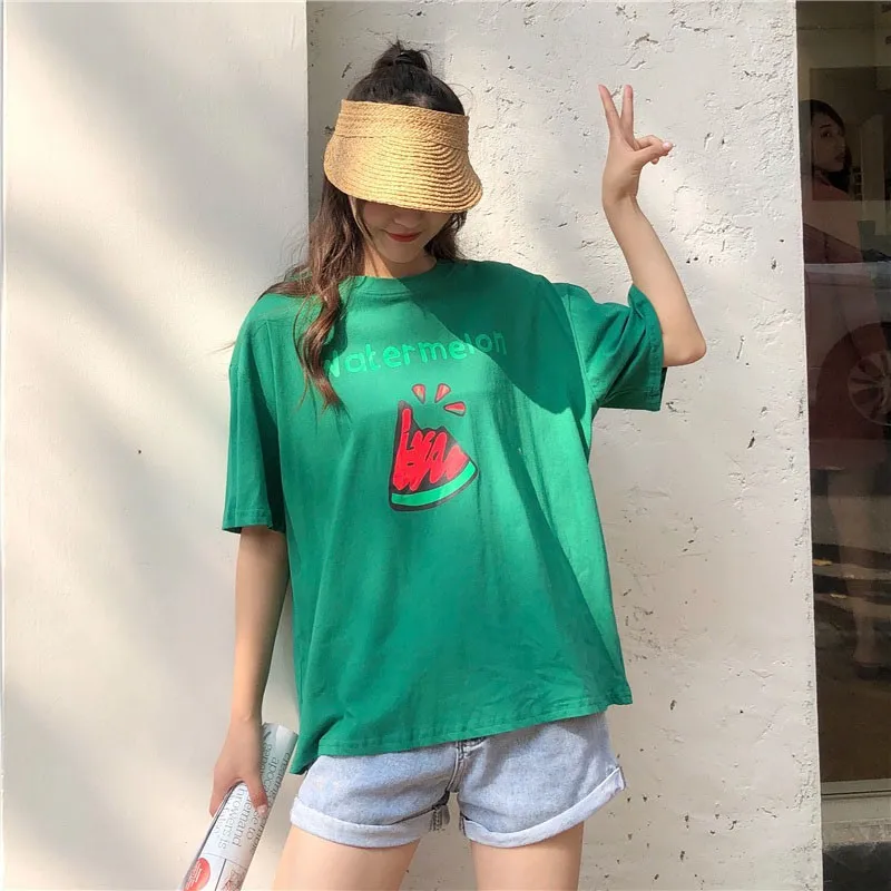 Женские винтажные футболки большого размера летние свободные хлопковые с
