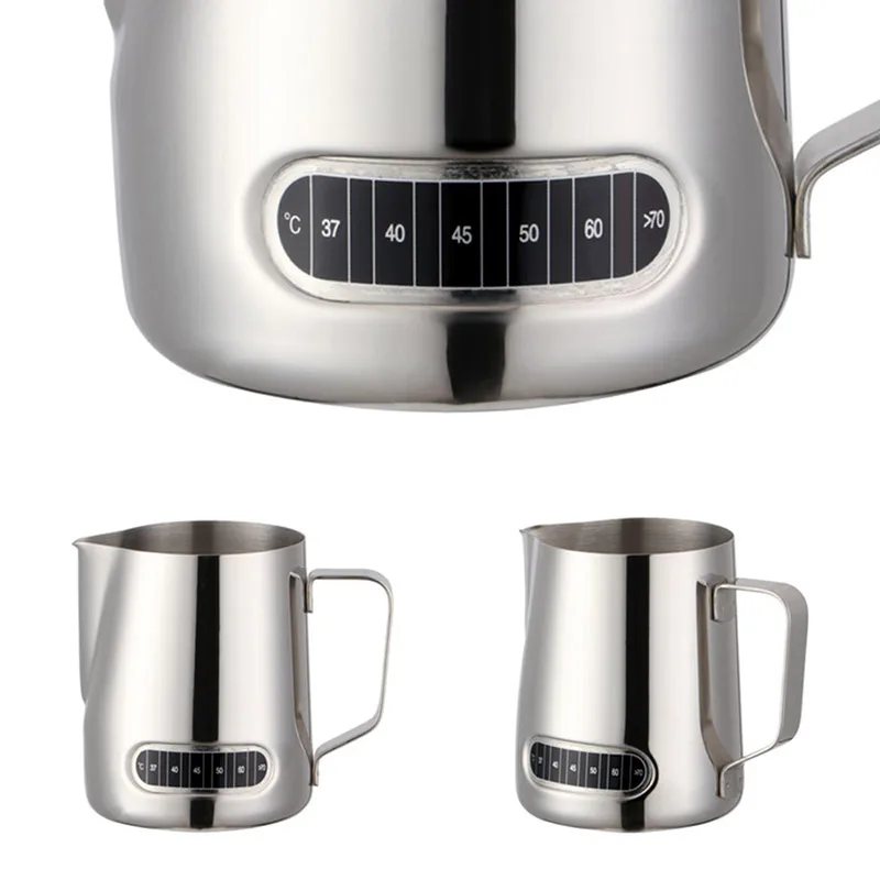 

600ml Stainless Steel Milk frothing jug Espresso Coffee Pitcher Thermometer Barista Craft Coffee Latte Milk Frothing Jug Pitcher