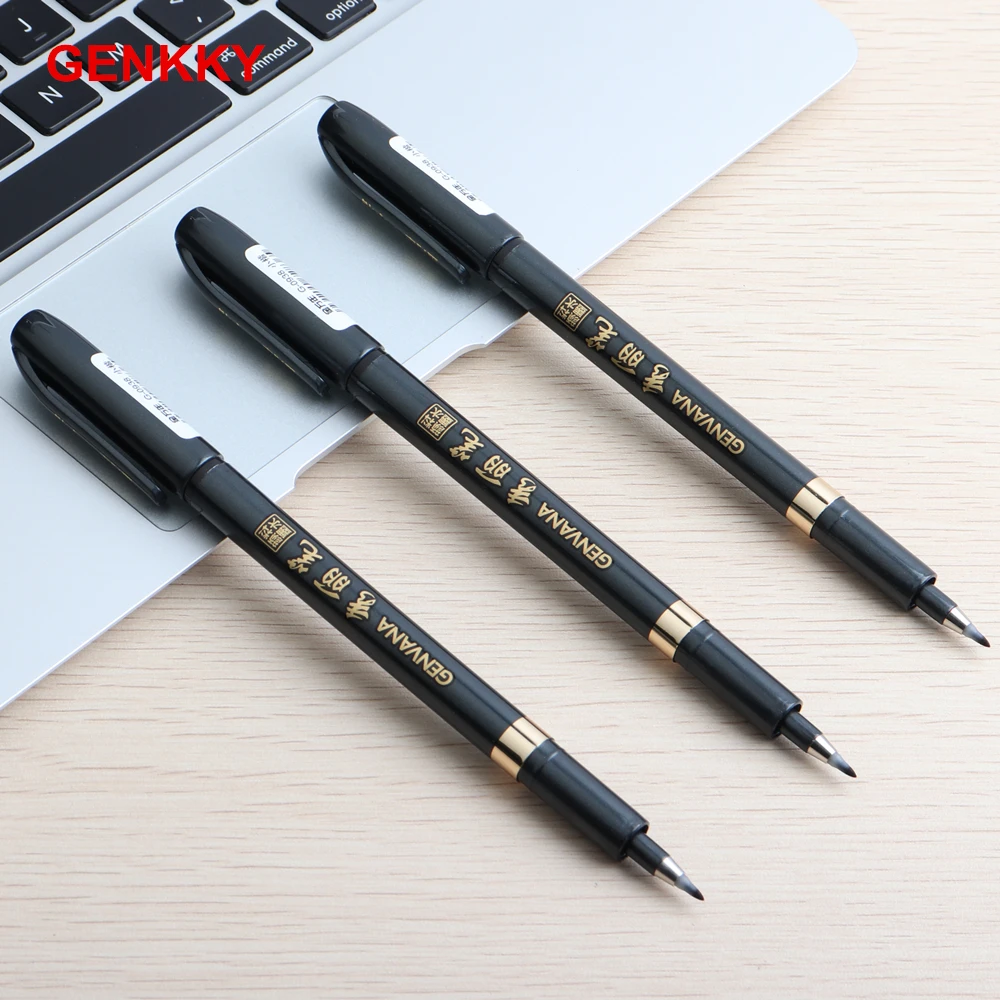 GENKKY Calligraphy Pen Hand Lettering Pens Brush Markers for Writing Drawing Black Ink Art Marker | Канцтовары для офиса и