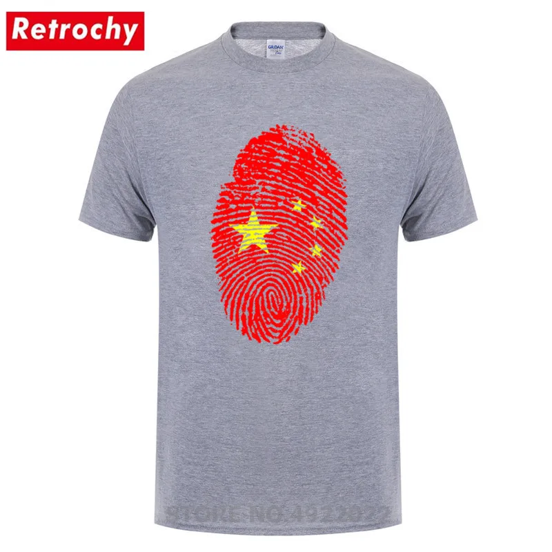 Китайская футболка с флагом отпечатков пальцев Hombre Camisetas Мужская китайским