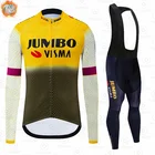 Мужской трикотажный костюм для велоспорта JUMBO VISMA, зимняя флисовая футболка с длинными рукавами для горного велосипеда, комплект трикотажных изделий для велоспорта
