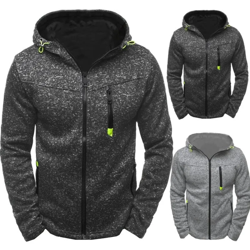 

Winter Running Men's Sports and Leisure Jacquard Sweater Fleece Cardigan Jacket Gym Hoodie Track running Jacket