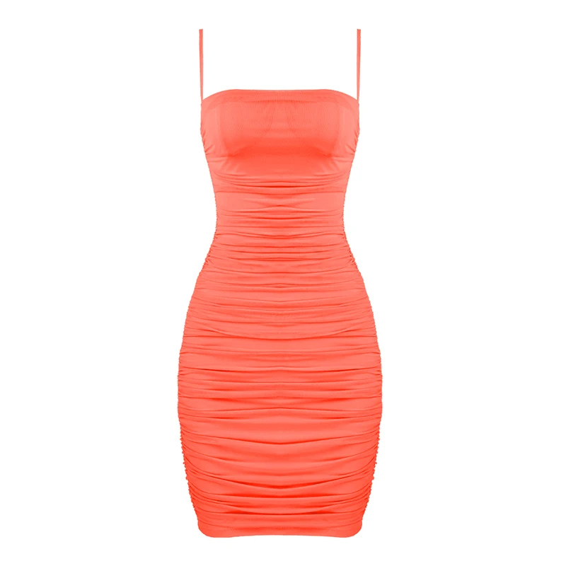 

2019 New Women pink orange strapless spaghetti strap Vestido Celebrity Evening Party Bodycon Bandage Dress