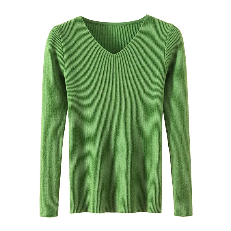 Трикотажные Модные женские свитера осень 2019 свитер с v-образным вырезом Зимние