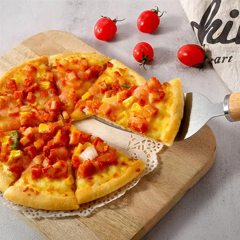 

1 Set 2Pcs Pizza Spade Spatula Shovel Stainless Steel Pizza Cutter Slicer (Assorted Color)