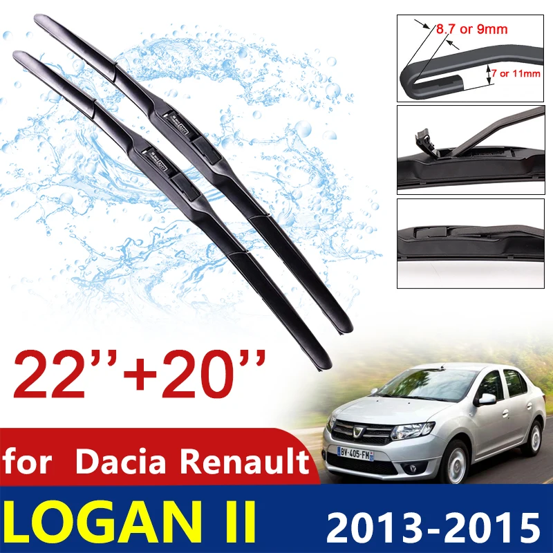

for Dacia Renault Logan II 2013~2015 2014 Front Windscreen Windshield Wipers Blades Car Wiper Blade Accessories 20"+22"