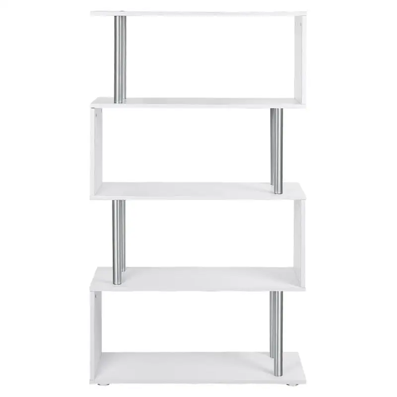 

4 Tiers Foldable Bookshelf Storage Rack MDF Stable Steel Frame Book Shelf Stand Holder Bookcase Furniture Organizer Shelf Home
