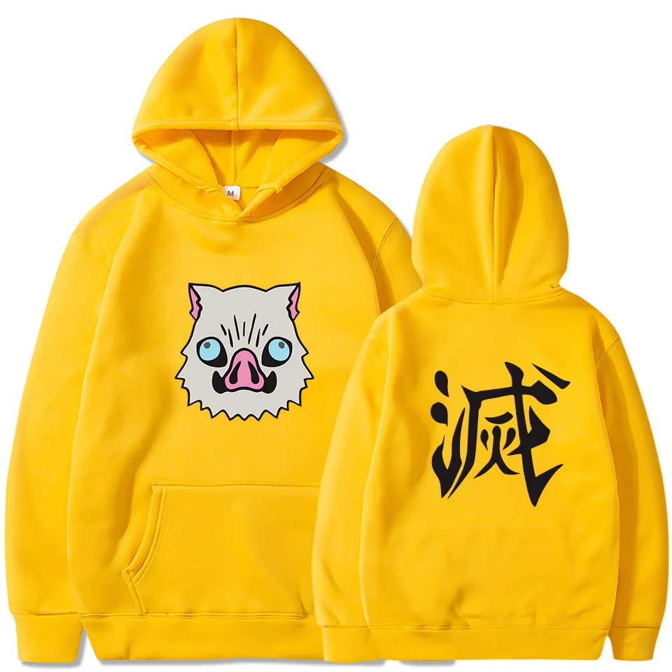 

Kesutai Inosuke Wild Boar Mask Print Costume Demon Slayer Anime Hoodie Warm Long Sleeve Harajuku Sweatshirt Japanese Streetwear