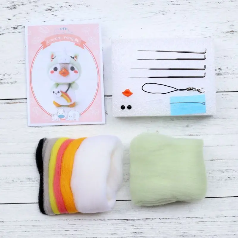 Penguin Dog Wool Felt Craft DIY Unfinished Poked Set Handcraft Kit for Needle Material Bag Pack Handmade | Дом и сад