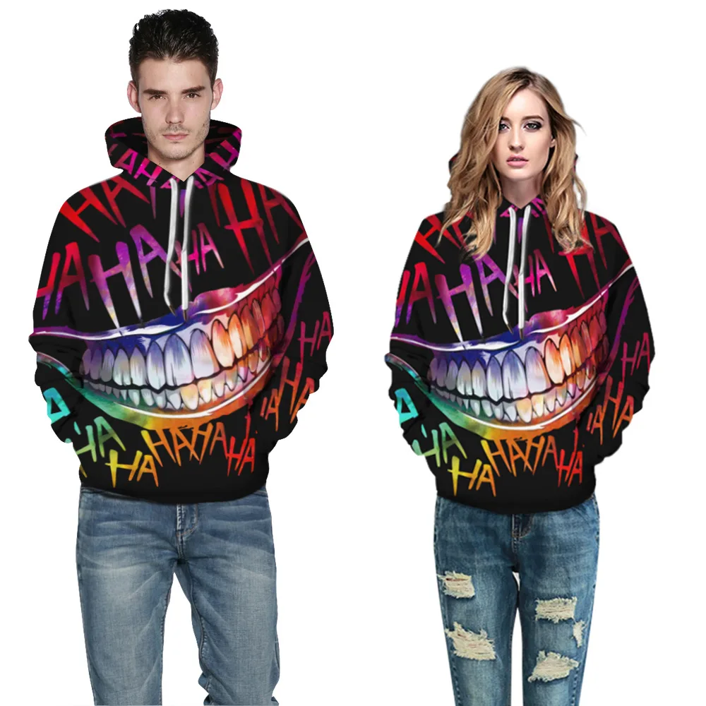 

sweatershirt sweaters Halloween clown digital printing casual wear long-sleeved hooded loose plus size sweaterpuloveres