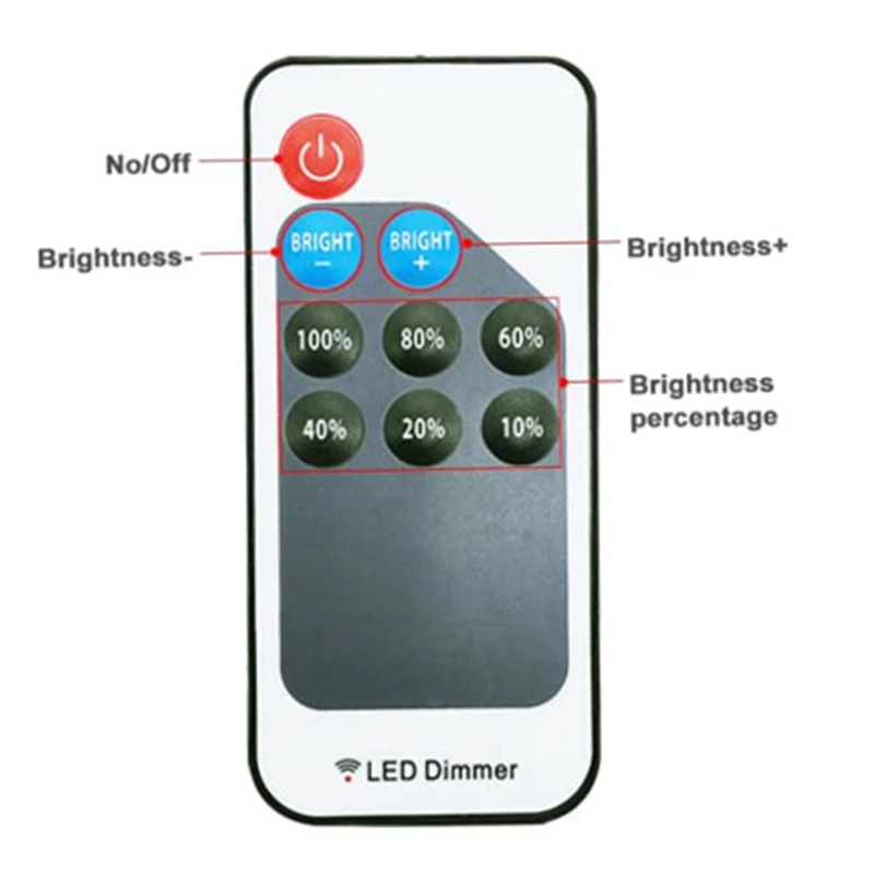 Mini DC 9keys LED Dimmer Controller With RF Remote Wireless For 5050 5730 3528 Single Color Strip Light DC5-24V White/Black | Лампы и