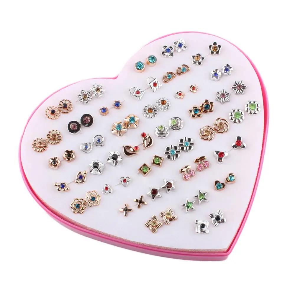2019 Модные женские серьги-гвоздики золотого цвета 36 пар детские серьги в форме