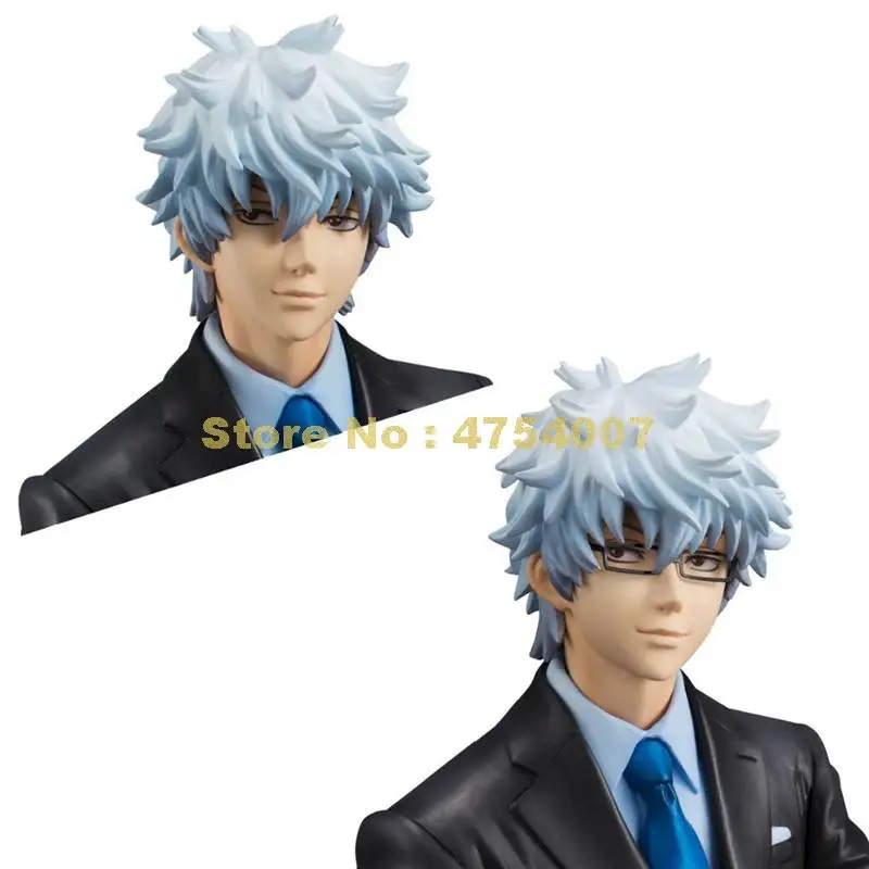 anime gintama silver soul sakata gintoki suit &amp tie glasses sitting version action figure collection model 15cm Toy | Игрушки и хобби