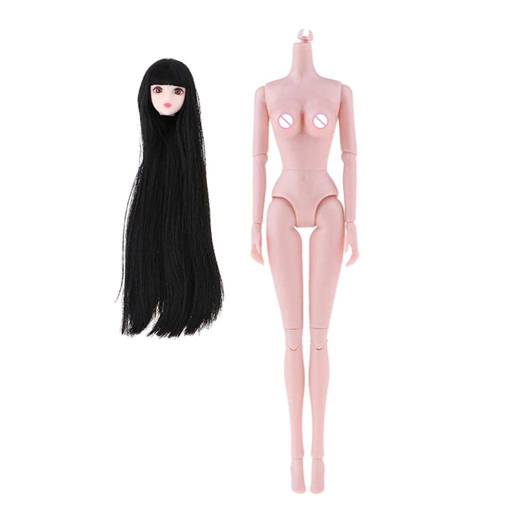 Шарнирная кукла 1/6 BJD с черными волосами лепки и большая грудь женское тело для OB