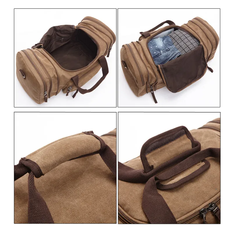 Multifunctional Travel Duffle Bags Large Capacity Short-Distance Business Handbag Expansion Canvas Casual Shoulder Storage Packs