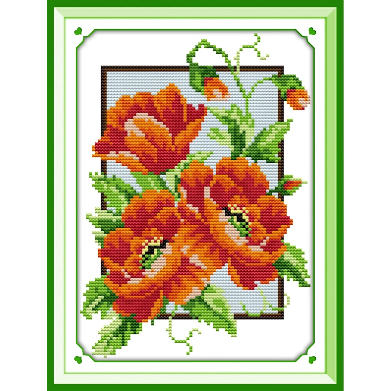 

Everlasting Love Poppy(2) Chinese Cross Stitch Kits Ecological Cotton Clear Stamped Printed14 11CT DIY Gift Christmas Decoration