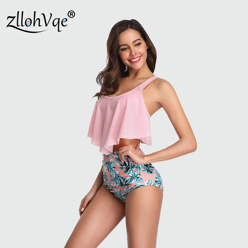 Zllohvqe сексуальный комплект бикини с высокой талией цветочный винтажный