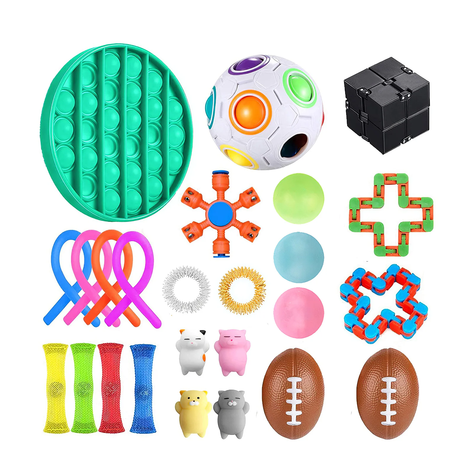 

Package Fidget Sensory Toy Set Noodle Rope Anti-Stress Set Vent Decompression Toy AutismTong Relieve Anxiety Kids Adult