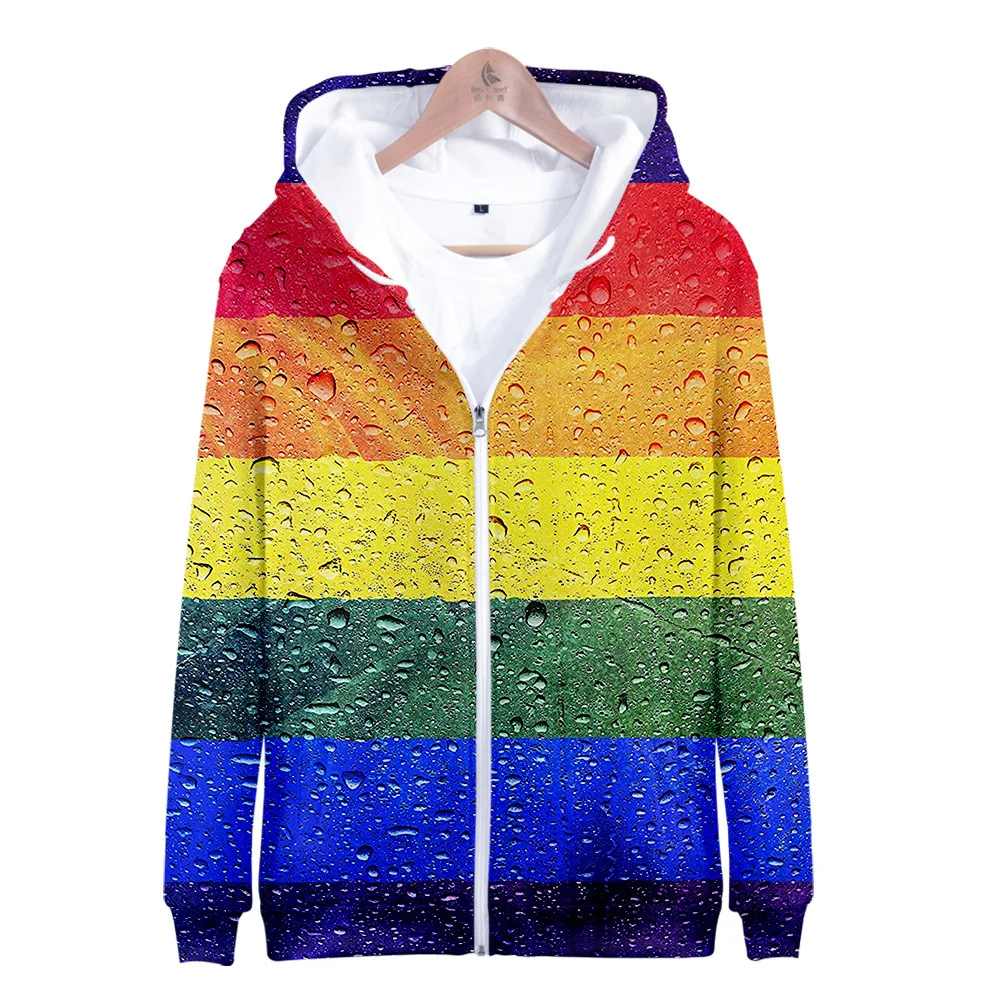 

High quality 3D Printed Zipper Hoodies Free LGBT Flag Sweatshirt For Lesbian Gay Pride Rainbow For Gay Home Decor Gay Friendly