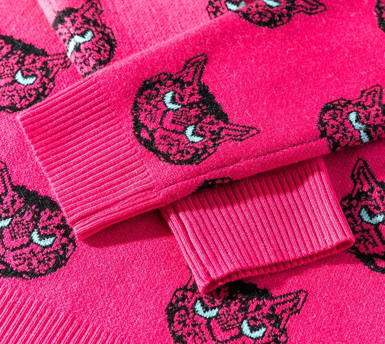 Женский шерстяной свитер Kawaii с милым котенком теплый осенне-зимний мультяшными