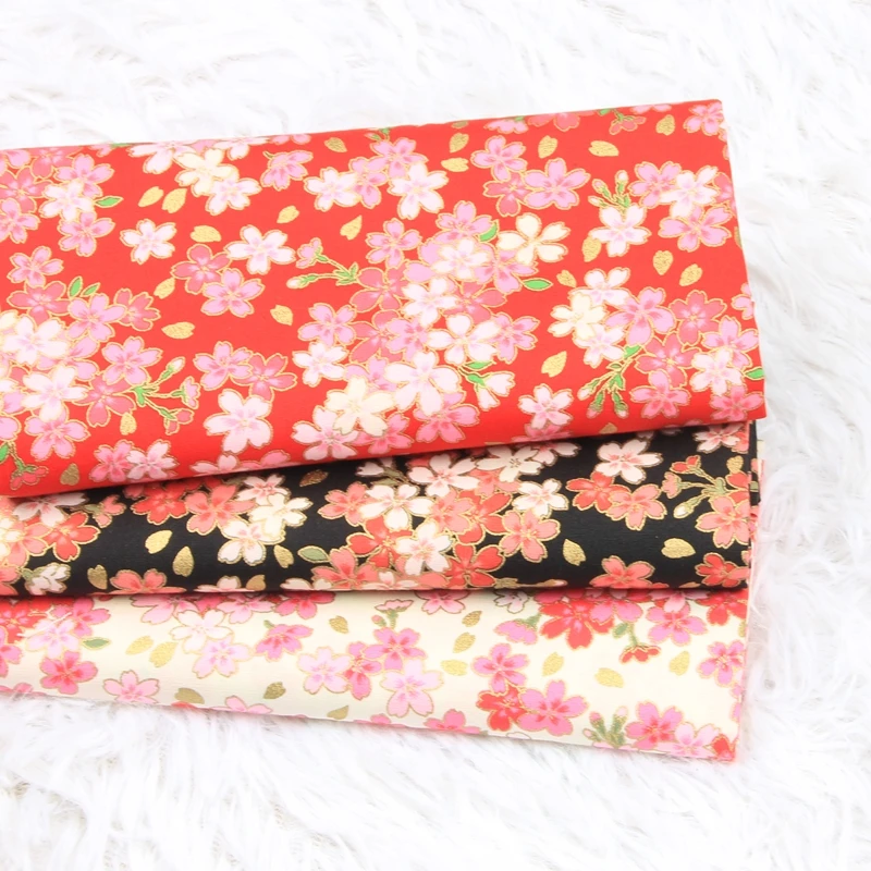 

Half Yard Thin Cotton Fabric Soft Breeze Gilt Flower Print Handmade DIY Garment Dress Bag Sewing Tissue 100% Cotton CR-1218