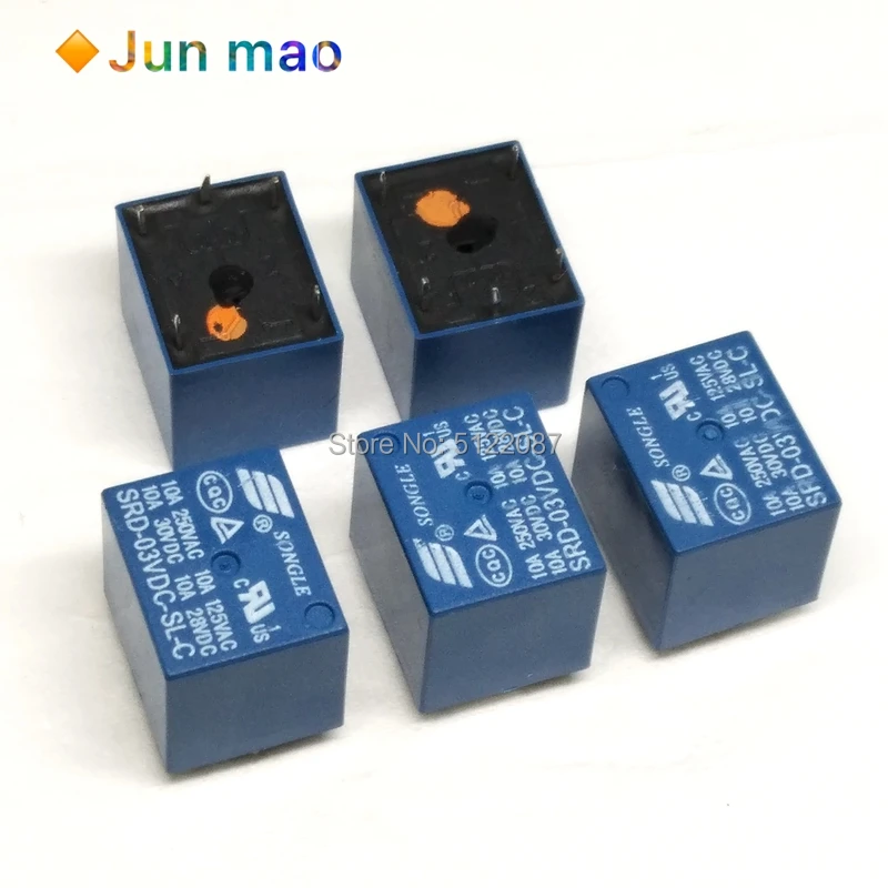 5 шт. реле SRD-03VDC-SL-C Rele 3V 10A 250VAC 30VDC времени мощности 5PIN 03V Оригинальное Высокое