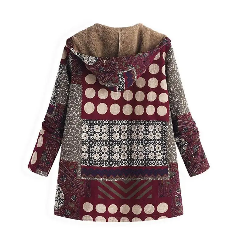 Этнические флисовые толстовки с принтом больших размеров пальто длинными