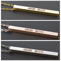 inspirational quote hakuna matata vertical bar necklace ancient african proverb engraved necklace for boyfriend and girlfriend