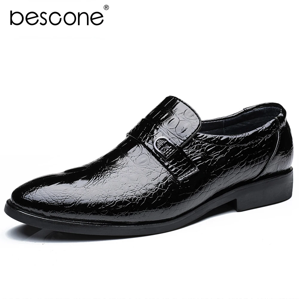 BESCONE/деловая Мужская обувь в строгом стиле с принтом из высококачественной