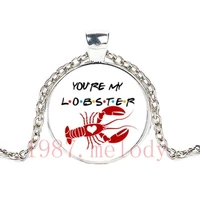 you are my lobster creative vintage photo cabochon glass chain necklacecharm women pendants fashion jewelry gifts