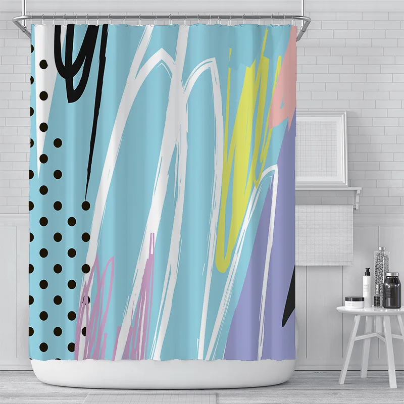 

3D painted abstract plant printing polyester waterproof shower curtain home decoration with hook shower curtain 180x180cm