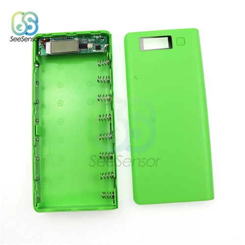 Green 8X18650 блок питания зарядное устройство для мобильного телефона двойной USB DIY Корпус ЖК-дисплей 5 В - Цвет: Green