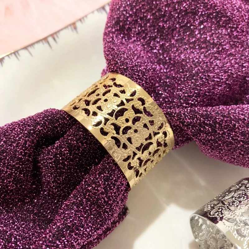 

Hotel Model Room Chinese-Style European-Style Meal Buckle Napkin Ring Napkin Ring Napkin Buckle Hollow Print