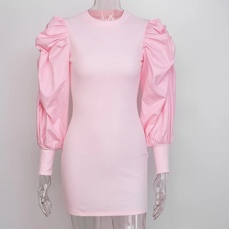 Женское мини платье Jurken винтажный буф рукав туника для женщин Vestidos Roupas Feminina облегающие платья женское элегантное платье