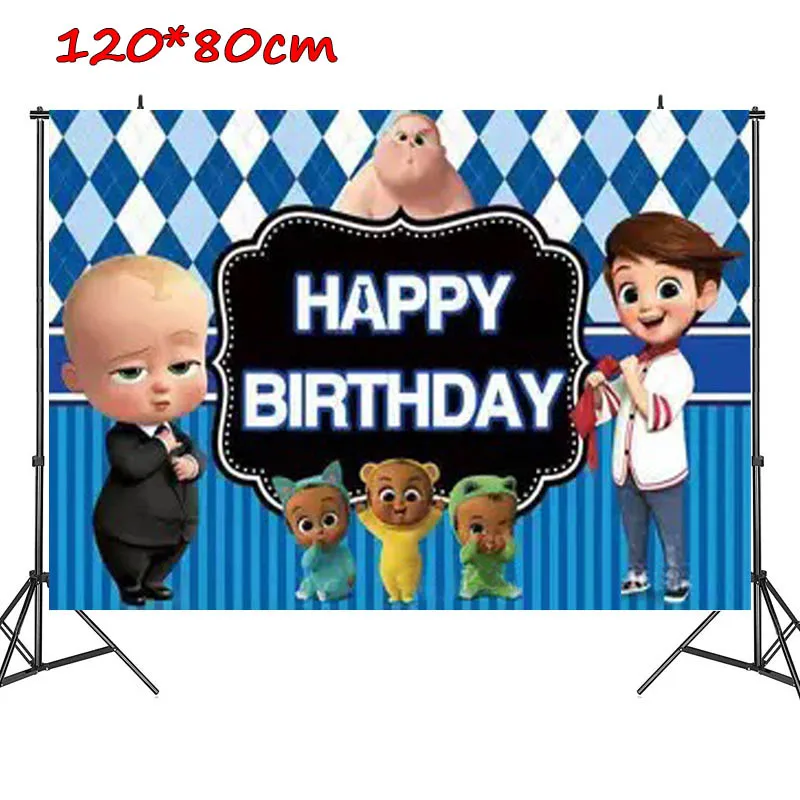 

Cartoon Boss Baby Backdrop Theme Photography Backgrounds Blue Boys Birthday Party Backdrops For Photo Studio Vinyl Custom 120*80