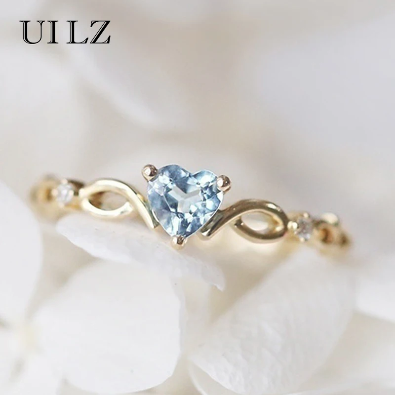 

Simple Zircon Heart Rings for Women Exquisite Filled Blue CZ Ring Romantic Valentine's Day Birthday Gift Female Wedding Jewelry
