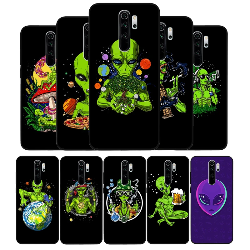 Психоделические вареный мира Alien Черный силиконовый чехол для мобильного