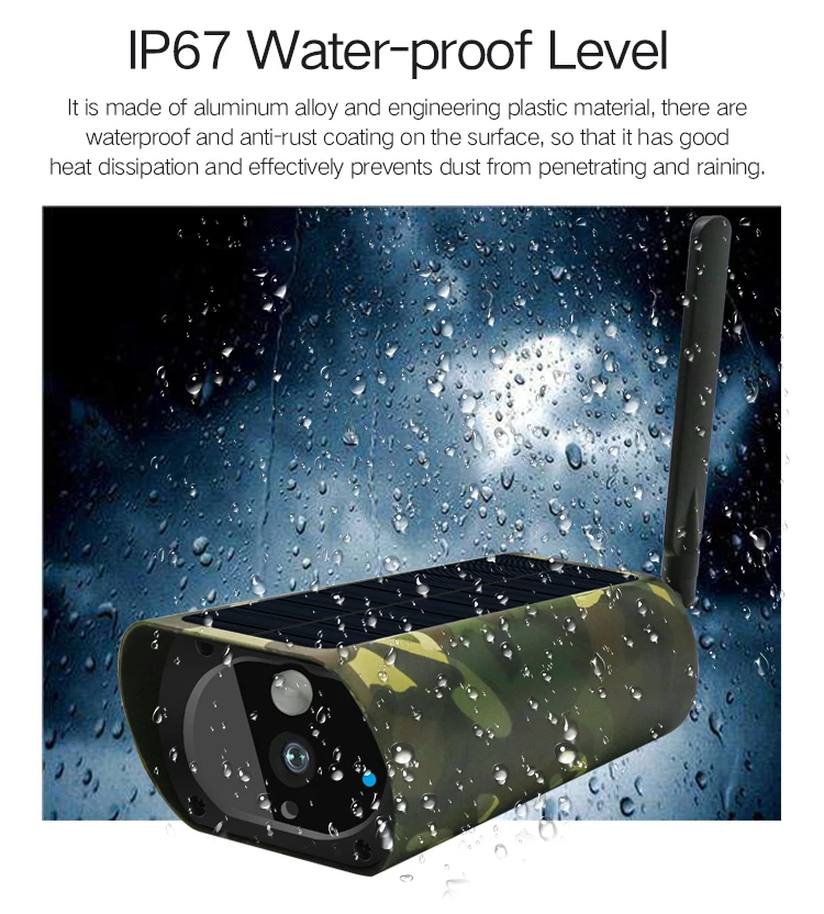 Водонепроницаемая беспроводная уличная камера видеонаблюдения на солнечной