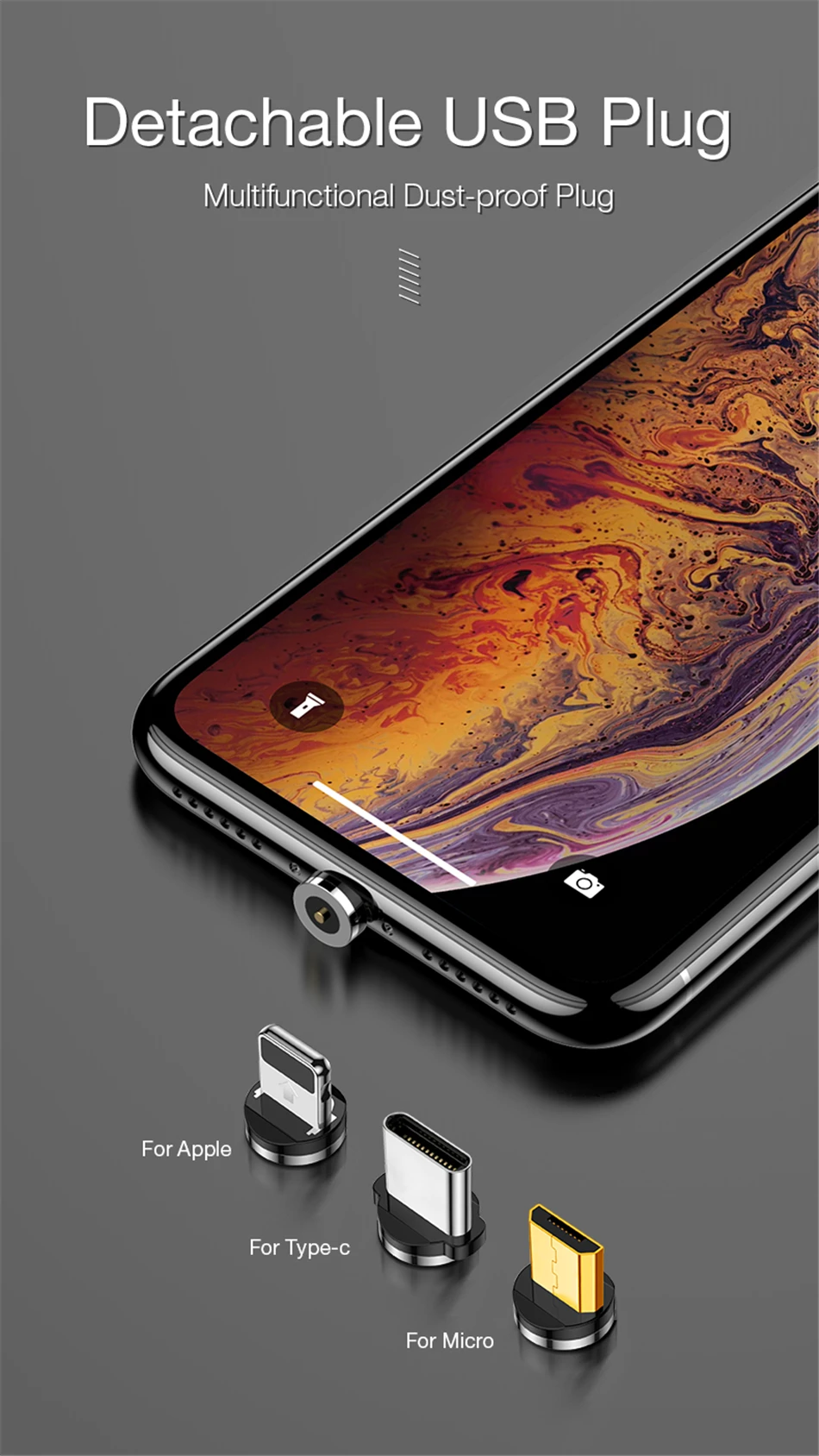 Магнитный светодиодный кабель MADATA Micro usb type C, магнитный usb-кабель для зарядки iPhone 11X7 8 XS Max XR huawei samsung xiaomi LG