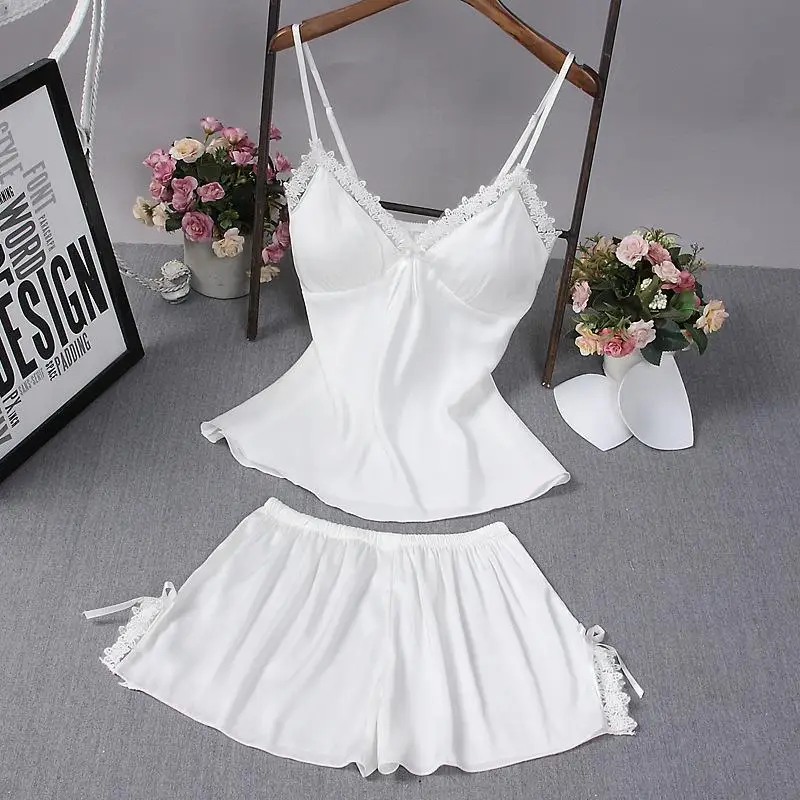 White Pajamas Set Атласный Женский комплект для сна из 4 предметов Пижамный костюм из вискозы Весенняя пижама с длинным рукавом пижамный комплект сексуальный халат банное платье повседневное ночное белье - Цвет: White Pajamas Set