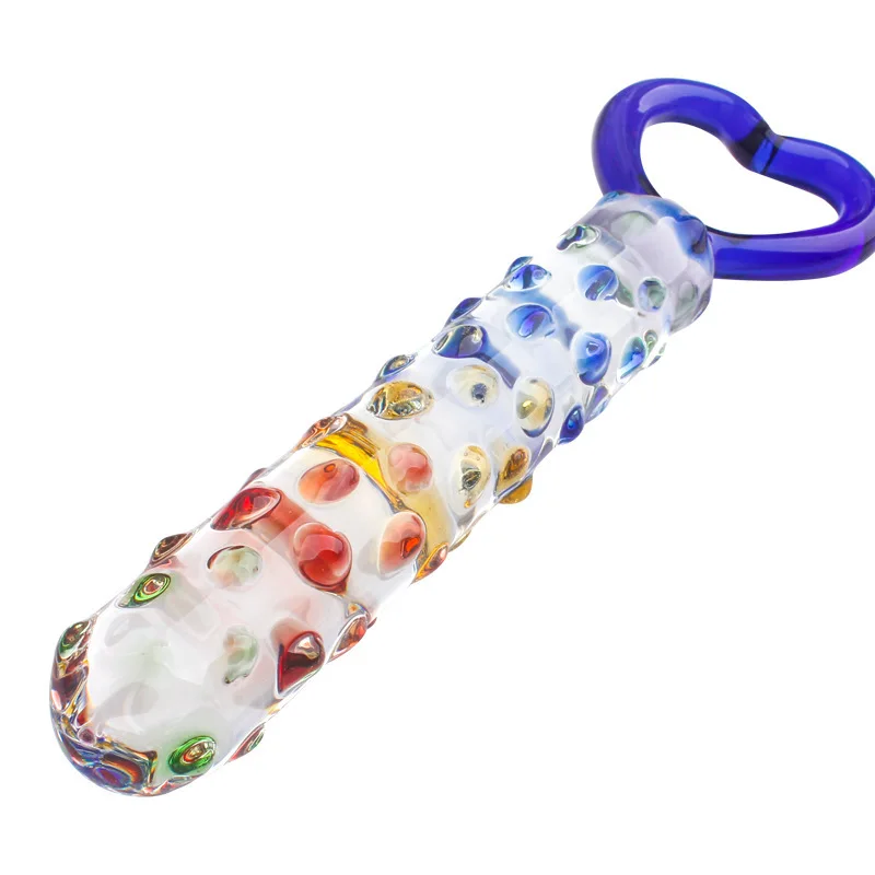 CW0074 Heart Shape Crystal Glass AV Stick with Spots Masturbation Rod Anal Plug | Красота и здоровье