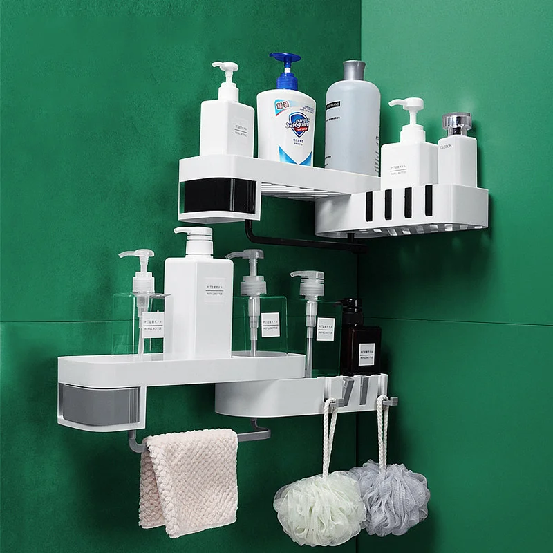 

Bathroom Corner Shelves Shampoo Holder Kitchen Storage Rack Mess Shower Organizer Shelf Wall Holder Space Saver for Household